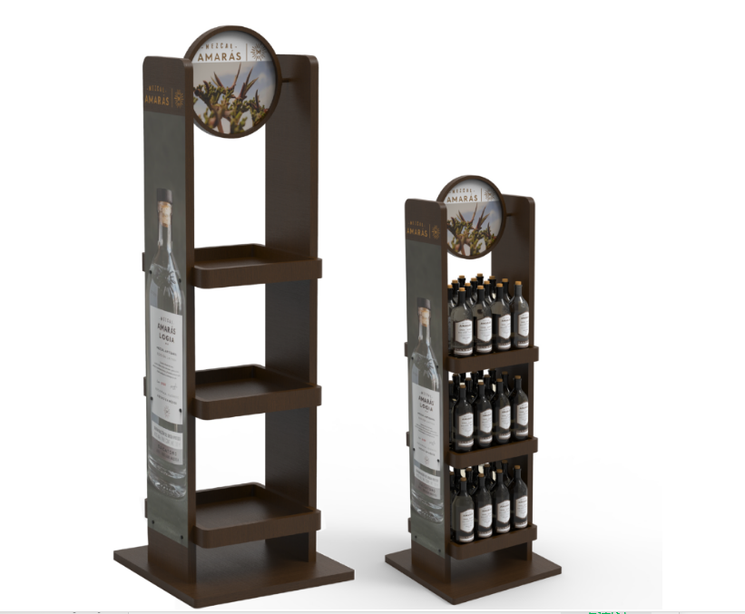 Wooden Wine Display Rack Free Standing Wine Holder Display Shelves Solid Wood — view 1