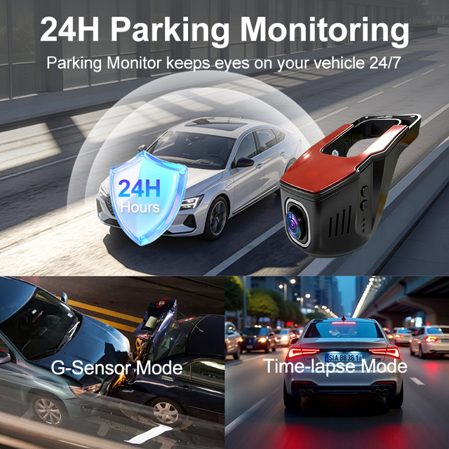 1080P Mini Hidden Recording CarDash Cam H.264/H.265 Video Compression Camera Loop Recording Universal WiFi for Vehicle