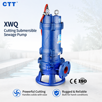 Bomba trituradora sumergible para aguas residuales con certificación CE, IP68, impulsor de corte de hierro fundido para sólidos fibrosos, DN80, 7.5kW, 380V