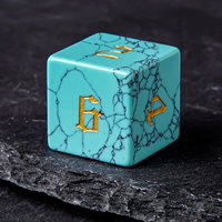 Dés à Jouer D&D Faits Main en Pierre Naturelle Turquoise Verte, Écologiques, 1 Pièce, Cube Polyédrique à Bords Tranchants pour Table de Jeu de Rôle Dungeons & Dragons