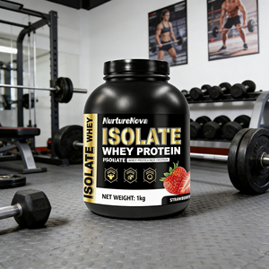 100% Proteína de Suero de Leche Aislada de Fresa para Gimnasio, Batido en Polvo al por Mayor para Aumento de Peso con Cuchara Medidora - Product Image 1