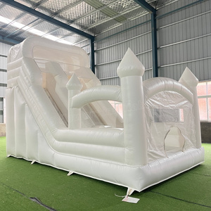 Vente en gros de châteaux gonflables de luxe commerciaux, toboggan gonflable blanc pour enfants - Product Image 3