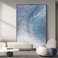Peinture murale abstraite ciel étoilé, étoile dorée texturée, peinture suspendue de luxe faite à la main pour la décoration du salon