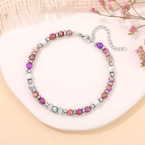 Bracelet ajustable en acier inoxydable avec pierres naturelles Amazonite, Jaspe Impérial et Pierre de Lune de 4 mm, idéal comme cadeau chrétien - Vente Flash - Product Image 4