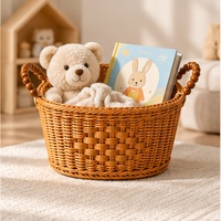 Panier de rangement ovale écologique avec poignée robuste pour jouets, vêtements, collations - Organisateur multifonctionnel pour salle de bain pour usage domestique