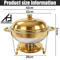 Matériel hôtelier : Réchaud de buffet rond en acier inoxydable doré 5,5 L, plateau isotherme pour restaurant, chauffe-plats pour banquets