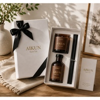 Difusor de Aromas de Vidrio Ecológico AIKUN con Juego de Velas Aromáticas y Empaque de Regalo para Decoración de Spa, Hotel y Hogar
