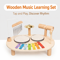 Wooden Musical Instrument Set Montessori Percussion Toy Drum Cymbal Xylophone Chime Rhythm Learning Activity