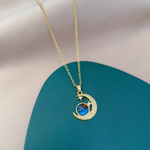 <span class=keywords><strong>Collana</strong></span> geometrica di alta qualità pianeta pianeta blu delitto Zirconia <span class=keywords><strong>saturno</strong></span> spazio terra - Product Image 2