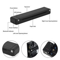Printer Mini Portabel A4 MT800 dengan Kertas Ukuran A4, Baterai Kapasitas Besar, dan USB