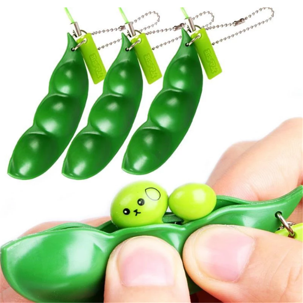 Hot Creative Fidget Toys Squeezing Edamame Peanuts Toys Antistress Popper Toy Edamame Keychain Fidget Squishy Decompression