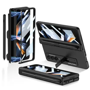 Hoge Kwaliteit Voor Samsung Galaxy Z Fold4 Gkk Magnetische Scharnier Flip Telefoonhoes Met Houder & Pen Slot