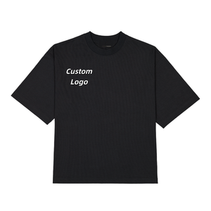 Fournisseur en vogue T-shirt vierge <span class=keywords><strong>noir</strong></span> 100% jersey de coton tricoté lourd 350 g/m² pré-rétréci imprimé animal coupe carrée courte et oversize - Product Image 3