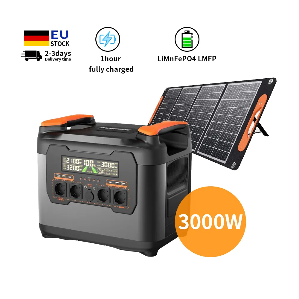 DiHe Pro Generador Solar 3000wh Función UPS, Estación de Energía Portátil RV AC para Corte de Energía Acampar al Aire Libre Uso Doméstico Emergencia