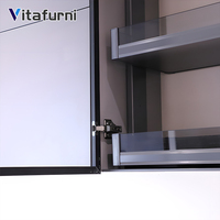 Promotion : Solution d'organisation pour armoire électrique – Panier motorisé escamotable, système de rangement de cuisine relevable, double vitrage avec éclairage LED