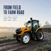 Cabine de tracteur fermée prête pour l'atelier, fournie avec un tracteur de 100 CV, attelage trois points et prise de force 540/760 pour unités horticoles