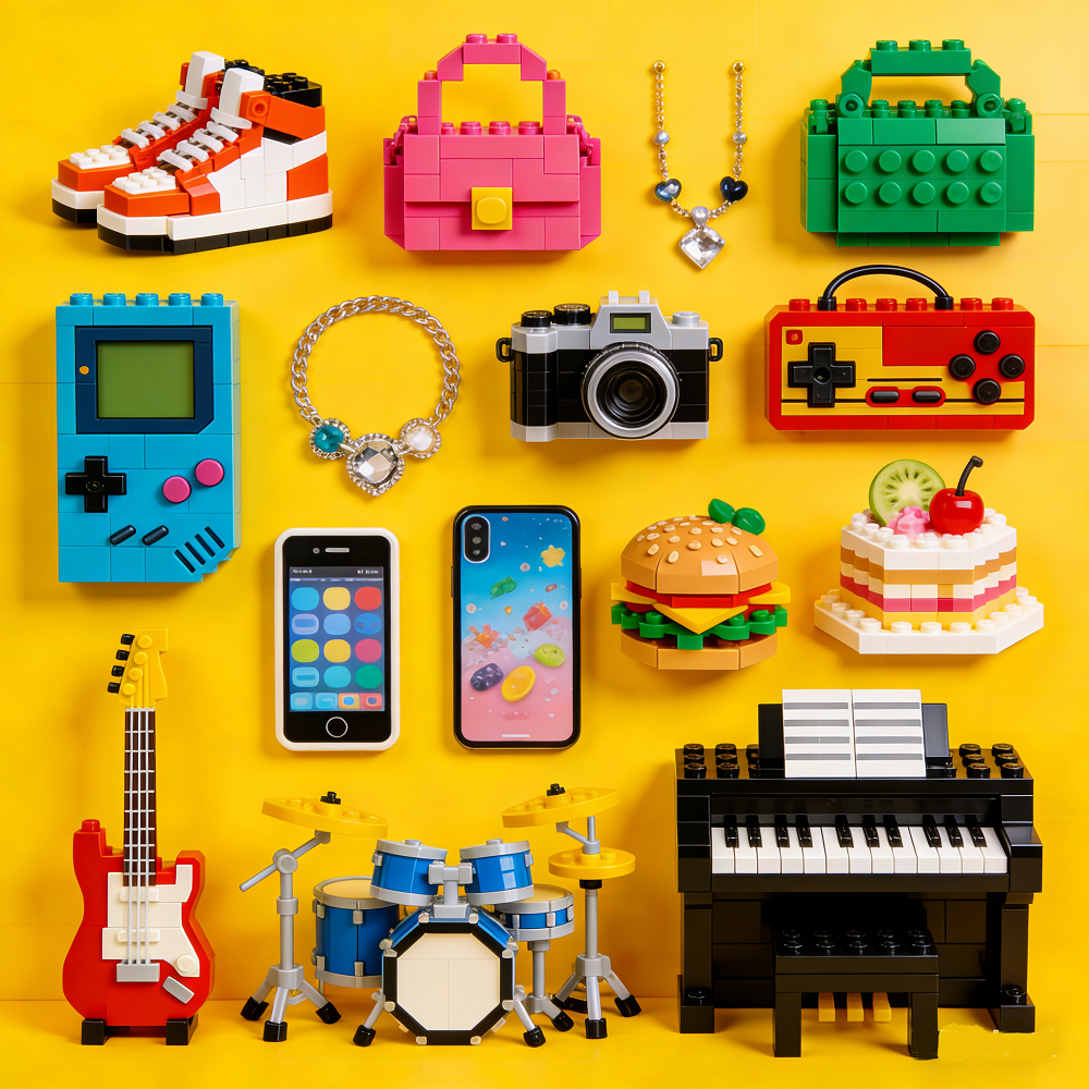 Bloques de construcción personalizados Artículos diarios y artículos de moda