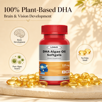 Softgel DHA Alga Schizochytrium 125mg Tanpa Asal Rantai Makanan, Kemasan Botol, OEM Disambut, Siap Penawaran Grosir