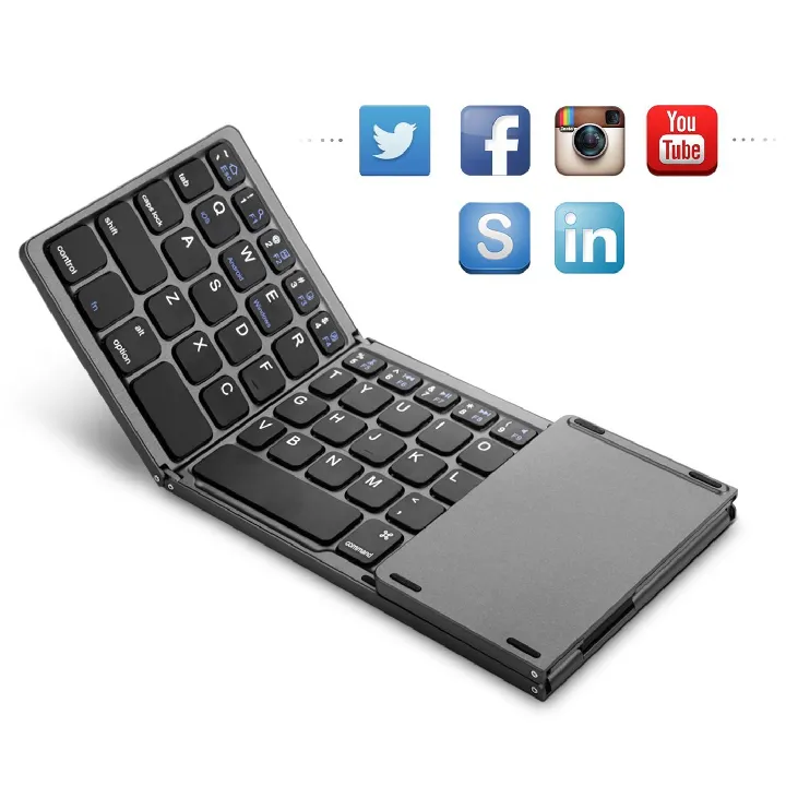 Die kabellose ultra dünne faltbare Tastatur, die für die Sprache LOGO von Tablets und Mobiltelefonen geeignet ist, kann angepasst werden