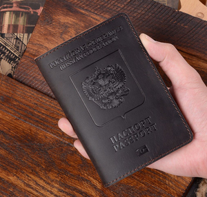 Housse de passeport en cuir véritable pour la Russie, en anglais, avec impression, qualité supérieure - Product Image 5