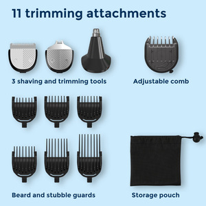 Juego de recortador de barba 3 en 1 para hombres con recortador de vello nasal y accesorios de aseo, cuchilla de metal, carga USB, color plateado - Product Image 2