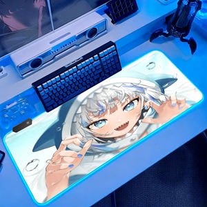 Alfombrilla de Ratón RGB para Juegos - Diseño de <span class=keywords><strong>Anime</strong></span> Blue Shark Girl - Alfombrilla de Escritorio LED Extragrande XXL con 12 Modos de Iluminación para Jugadores de PC - Product Image 2