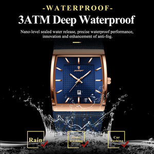 Montre à quartz Poedagar 885 pour homme, en acier inoxydable, avec bracelet en maille, affichage de la date lumineux, étanche, montre de luxe tendance, montre carrée pour homme - Product Image 4