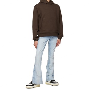 Jean évasé bleu clair personnalisé pour homme, coupe bootcut extensible avec fente ouverte à la cheville - Product Image 5
