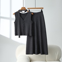 Ensemble robe pull trois pièces en crochet pour femme, style parfumé, inspiré des dramas coréens, idéal pour la fin de l'automne et l'hiver