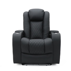 Canapé <span class=keywords><strong>inclinable</strong></span> électrique en cuir Geeksofa moderne 6 places pour home cinéma, ensemble 3 2 1 avec table rabattable et appui-tête électrique - Product Image 4