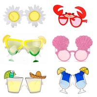 Accessoires de fête hawaïenne écologiques en plastique : miroir décoratif, accessoires pour selfies, tasse à bière flamant rose, lunettes amusantes en forme de cocotier Jm