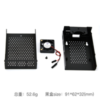 Caja de aleación de aluminio con ventilador de refrigeración Caja de carcasa de metal para Raspberry Pi 4B Pi 4 Modelo B