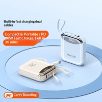 Batterie externe certifiée 3C à charge rapide PD 20 000 mAh avec câble intégré, sortie USB, en ABS, mini chargeur portable, LOGO personnalisé