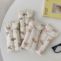 Pochette de rangement portable en tissu pour lunettes de soleil et de vue, style ours de dessin animé, rembourrée et résistante aux chocs