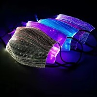 Masque facial lumineux LED bleu plissé plat rechargeable pour les raves et les concerts