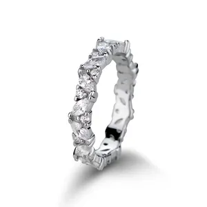 Mascot Luxury 925 Sterling Silver Cubic Zircon Rings Statement Big Stylish Jewellery Geometric Classic Ring