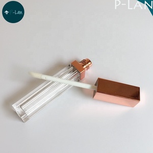P-Lan Marque Stock Personnalisé Or Rose Or Blanc Noir Mat Dégradé Noir 5ml Carré Vide Tubes de Brillant À Lèvres Avec Baguette Brosses - Product Image 5