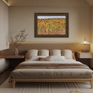 Impression sur toile réaliste et écologique encadrée sur mesure de l'artiste Zhang Liping : Paysage '<span class=keywords><strong>Automne</strong></span> Doré et Blé de Jade' - Product Image 1