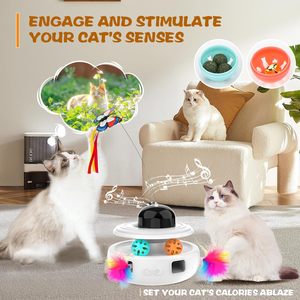Juguete Multifuncional Personalizado para Mascotas, Juguete Interactivo 5 en 1 para Gatos, Juguete Inteligente con Láser y Plumas para Jugar en Interiores - Product Image 3