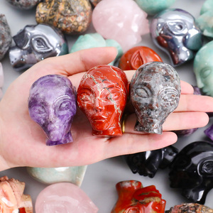 Bán Buôn 2 Inch Tinh Thể Tự Nhiên Người Ngoài Hành Tinh Sọ Khắc Thạch Anh Hồng Tay Khắc Thủ Công Cho Halloween Trang Trí Nội Thất Chữa Bệnh Quà Tặng - Product Image 2