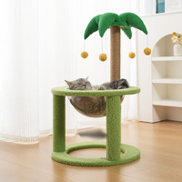 Arbre à chat tropical OEM en forme de palmier, griffoir en bois et sisal avec hamac-nid, vente en gros pour animaleries