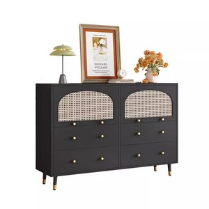 Cuisine tissée multifonctionnelle en rotin noir Armoires modernes de luxe pour enfants Rangement de jouets en bois pour enfants - Product Image 5