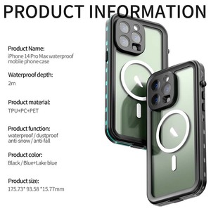 Coque de protection intégrale avec chargement sans fil pour iPhone <span class=keywords><strong>14</strong></span> Pro Max, étanche et résistante à l'eau pour la natation - Product Image 3