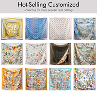 Foulard carré géométrique vintage en soie de mûrier 6A, échantillonnage rapide en 7 jours, faible MOQ, logo personnalisé, ourlet roulé à la main, pour femme