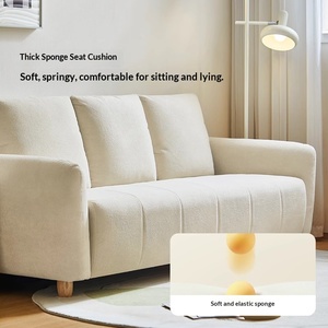 2026 New Cream Style Nordic Fabric Sofa Simple Straight Two Seater Couch for Small Apartment Living Room - Product Image 3