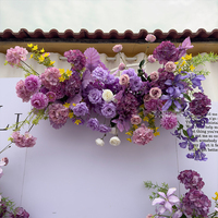 Arrangement Floral en Soie Violette Personnalisé, Décoration de Mariage, Centre de Table de Fleurs Artificielles pour Maison, Chambre, Fête et Événement