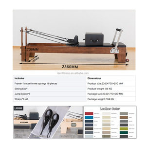 Macchina Reformer per Pilates in Legno di Noce Resistente Attrezzatura per Equilibrio Fitness Allenamento a Casa e in Palestra - Product Image 5