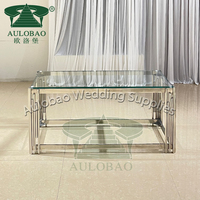 Muebles para Salón de Banquetes, Mesa de Centro de Vidrio Templado con Diseño Elegante de Patas Multipipe de Acero Inoxidable