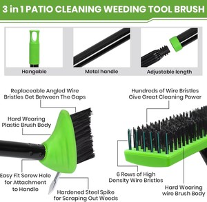 Heavy Duty PP+Steel Wire Brush with Long Handle and 2-in-1 Feature for Floor <strong>Cleaning</strong> Rust Moss Removal <strong>Patio</strong> Garage <strong>Tool</strong> - Product Image 5