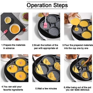4 lỗ Frying Pan không dính bữa ăn sáng Burger trứng <span class=keywords><strong>Pancake</strong></span> Maker gỗ xử lý y tế đá bốn lỗ Omelet Pan - Product Image 6